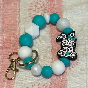 Turquoise and White Keychain Bracelet